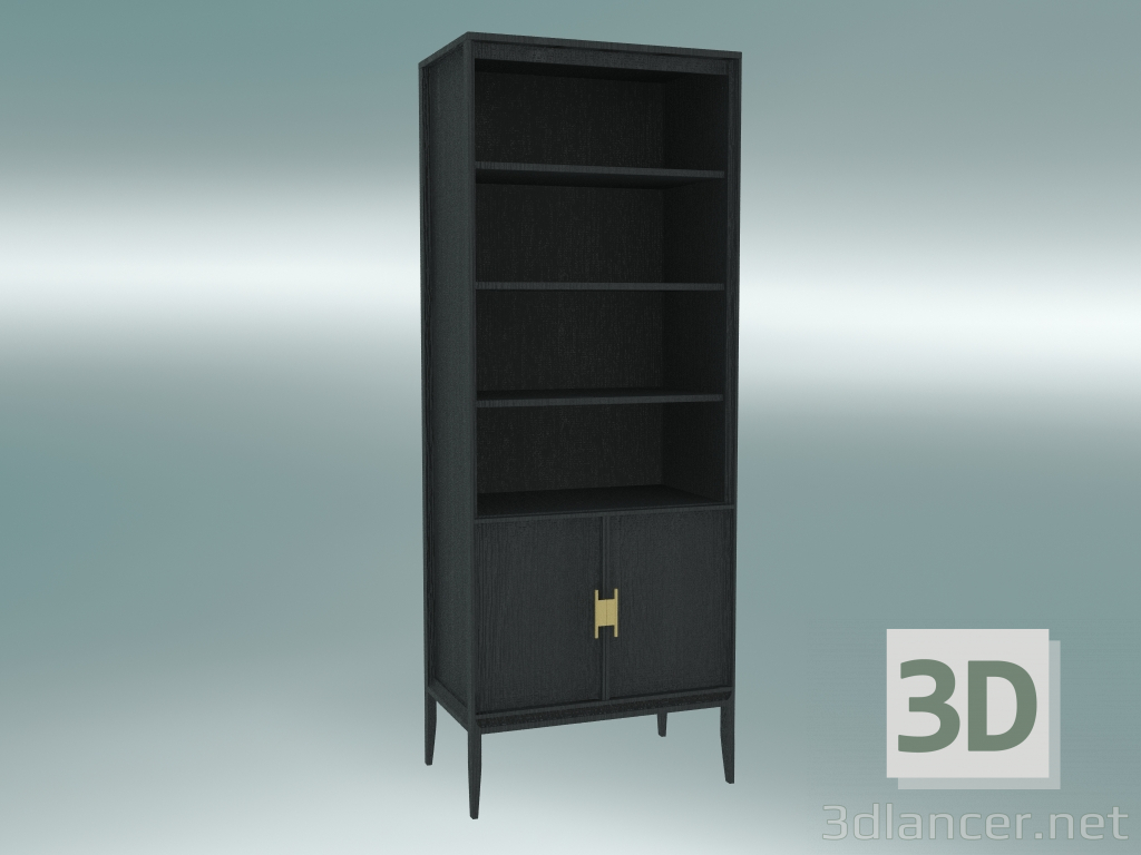 modello 3D Vetrina stretta con 2 facciate (Rovere scuro) - anteprima