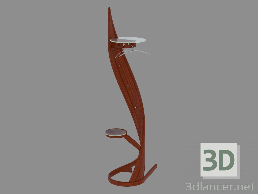 3d model Floor coat rack with key shelf - preview