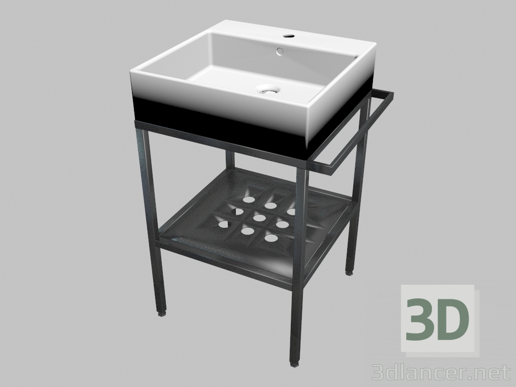 3d model Lavabo montado en la parte superior de la mesa con consola - Termisto de 50x50 cm (CDTS6U5S) - vista previa