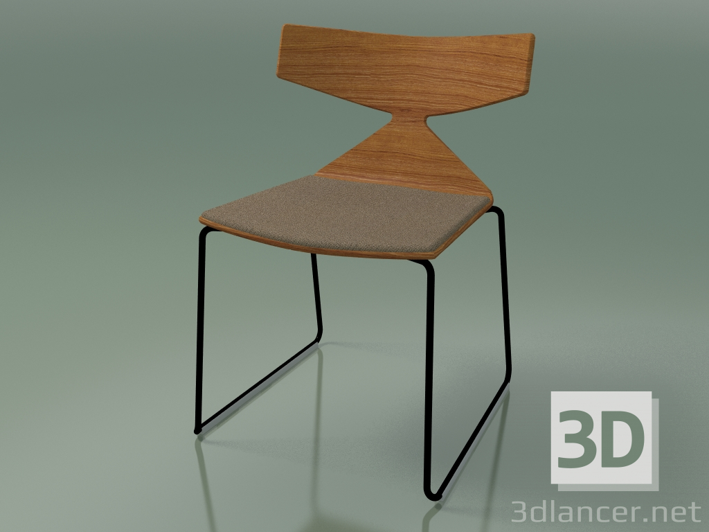 3d model Stackable chair 3711 (on a sled, with a pillow, Teak effect, V39) - preview