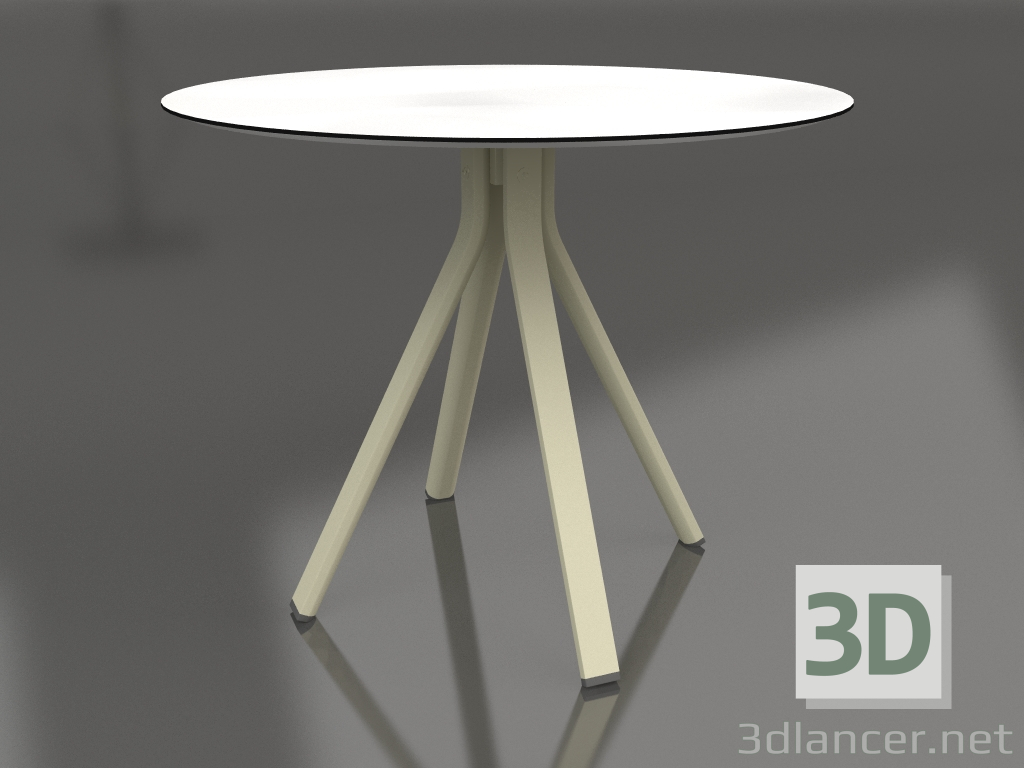 Modelo 3d Mesa de jantar redonda com perna de coluna Ø90 (Ouro) - preview