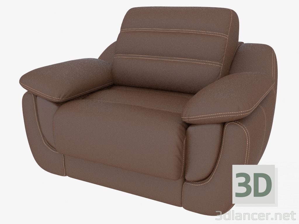 3d model Sillón tapizado en cuero marrón. - vista previa