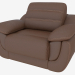 3d model Sillón tapizado en cuero marrón. - vista previa