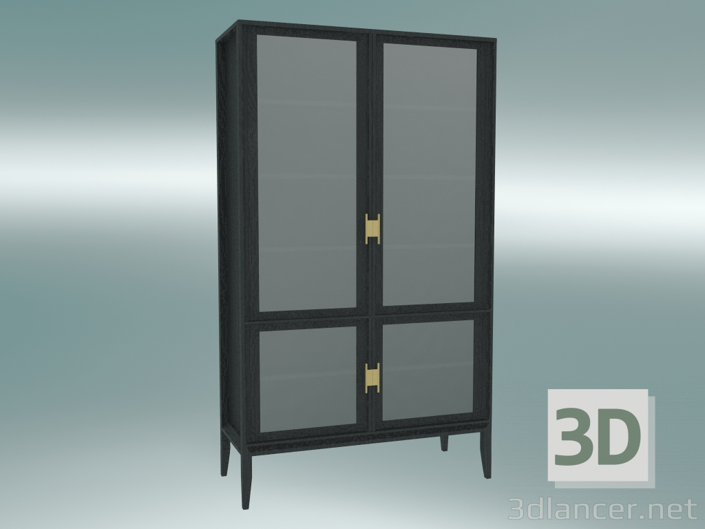 3d model Vitrina con fachadas de vidrio (roble oscuro) - vista previa