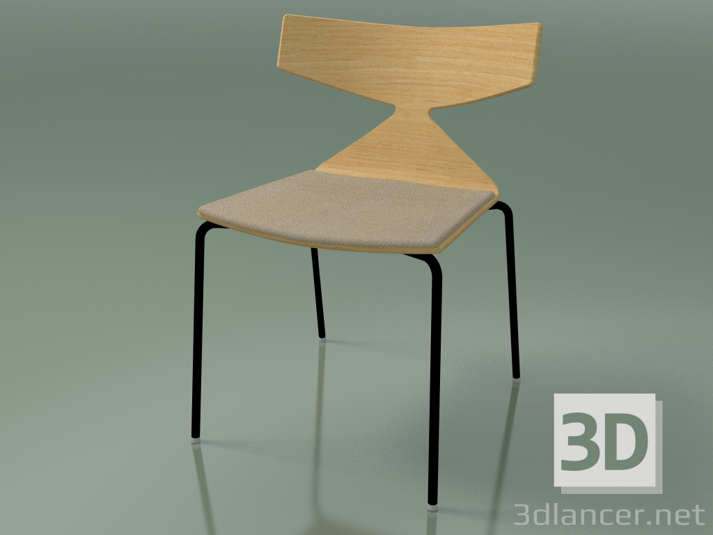 3d модель Стул стекируемый 3710 (4 металлические ножки, с подушкой, Natural oak, V39) – превью