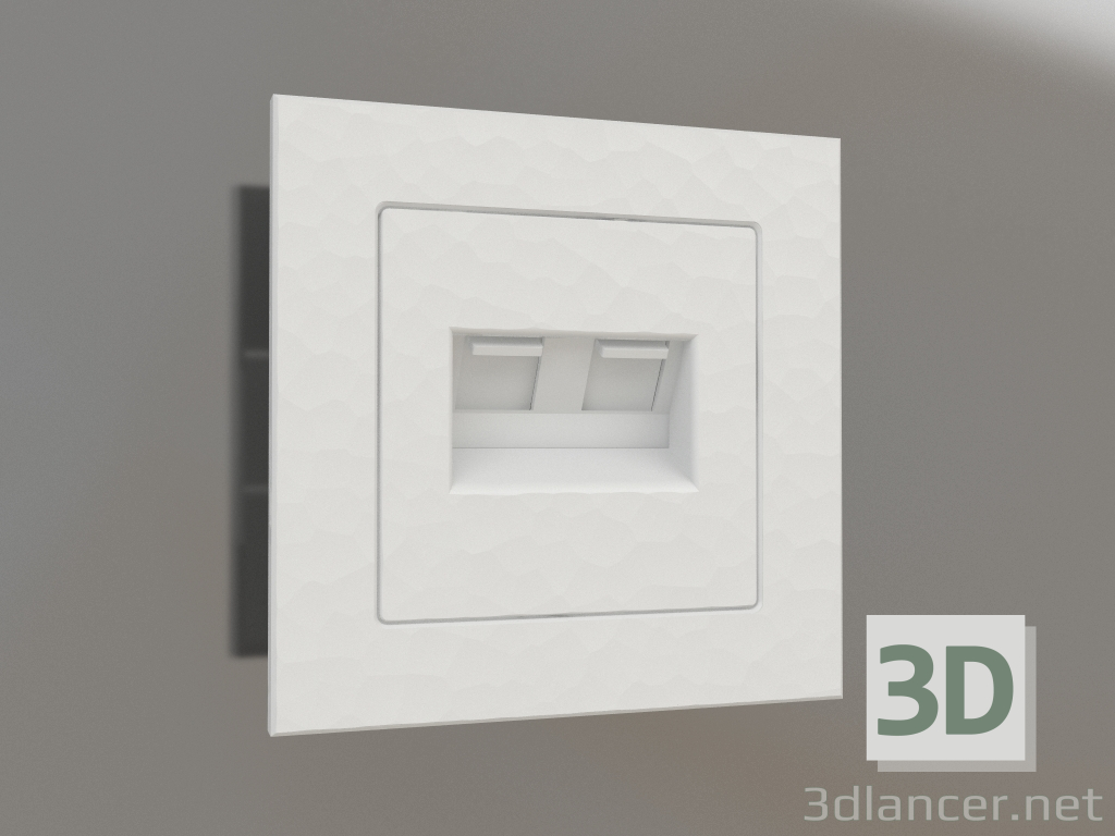 3D modeli Çift Ethernet soketi RJ-45 (çekiç gümüşü) - önizleme