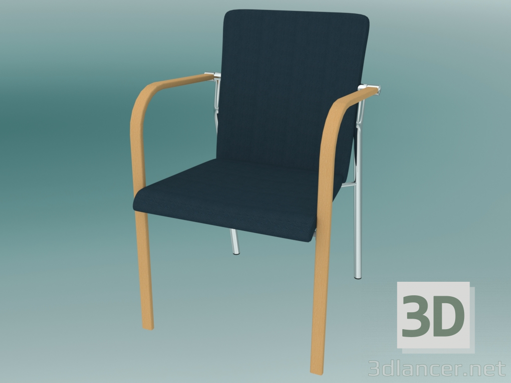 modello 3D Sedia visitatore (legno 670H) - anteprima