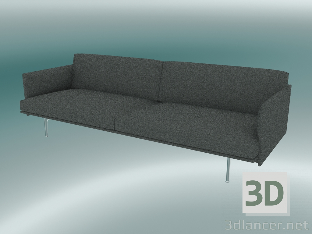 3D Modell Triple Sofa Outline (Remix 163, Aluminium poliert) - Vorschau