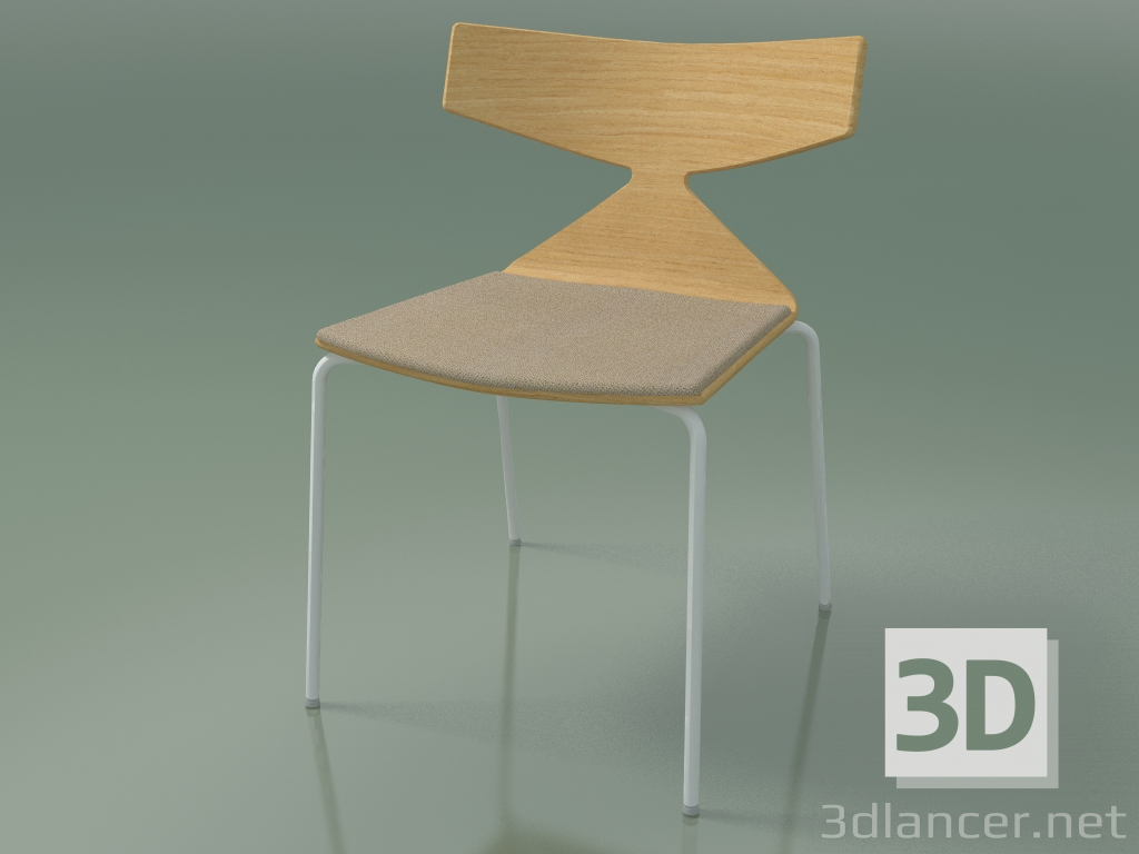 3D modeli İstiflenebilir sandalye 3710 (4 metal ayak, minderli, Doğal meşe, V12) - önizleme