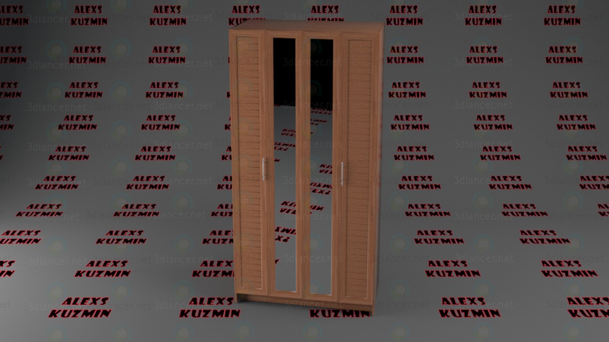 3d model Wardrobe 4-door - preview