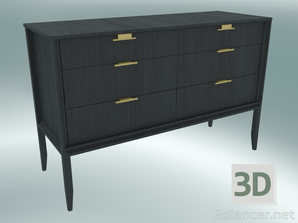 Modelo 3d Cômoda com 6 gavetas (Dark Oak) - preview