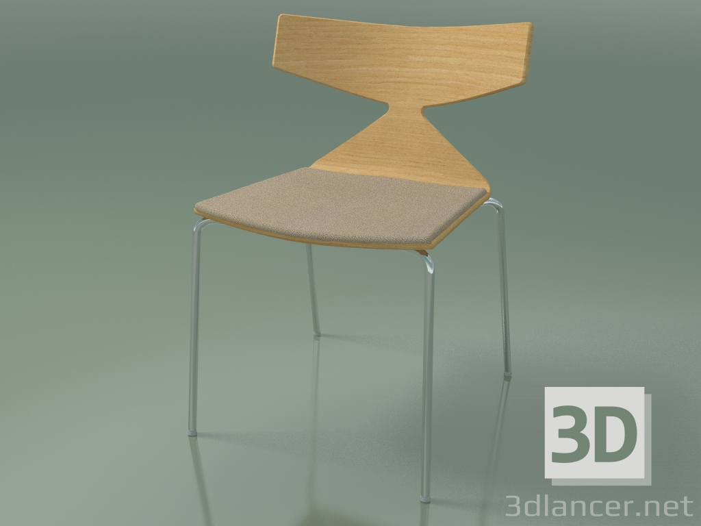 Modelo 3d Cadeira empilhável 3710 (4 pés de metal, com almofada, carvalho natural, CRO) - preview