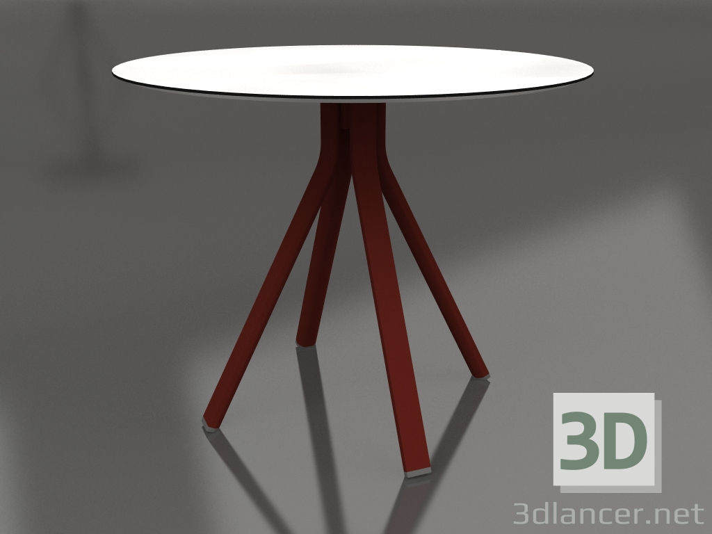 modello 3D Tavolo da pranzo rotondo su gamba colonna Ø90 (Rosso vino) - anteprima