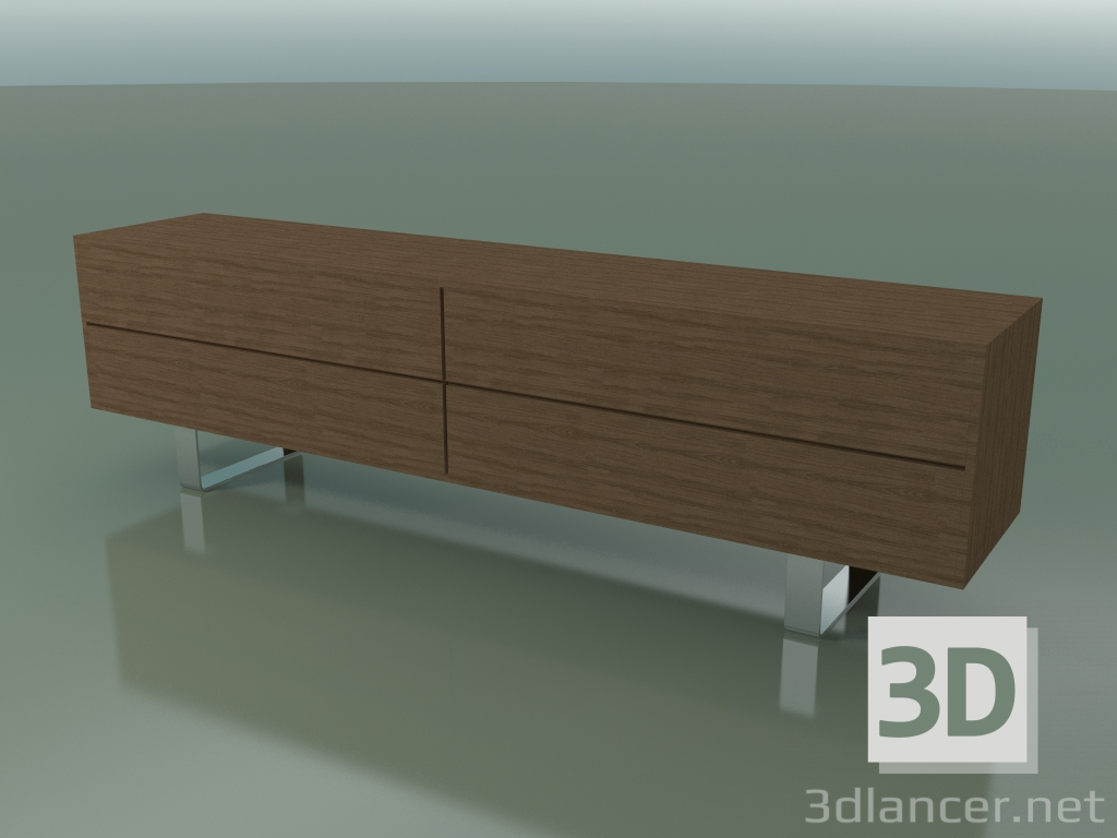 3d model Chest of 4 drawers (64, Brushed Steel Feet, Natural Lacquered American Walnut) - preview