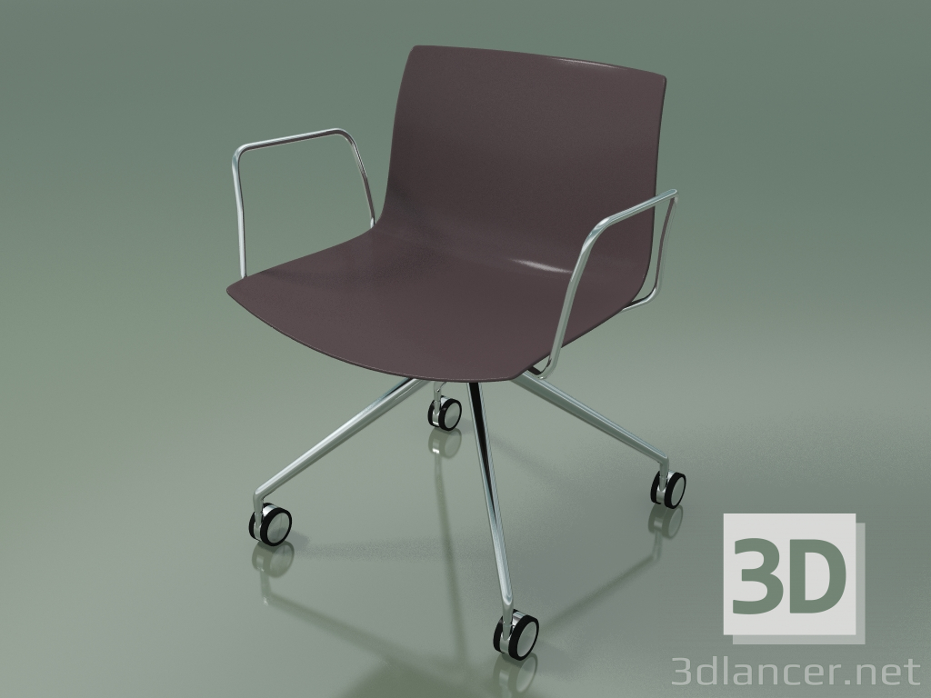 modello 3D Sedia 2055 (4 ruote, con braccioli, LU1, polipropilene PO00404) - anteprima