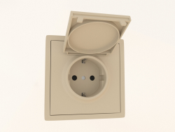 Grounding socket with Schuko cover (screw-on, matt cashmere, DA45435) R98