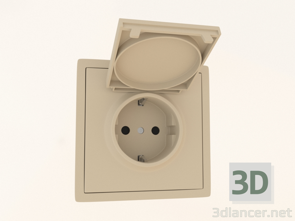 3D Modell Schutzkontaktsteckdose mit Schuko-Abdeckung (schraubbar, Kaschmir matt, DA45435) R98 - Vorschau