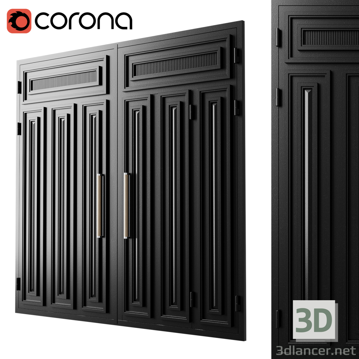 modello 3D di Cancello soppalco nero 02 comprare - rendering