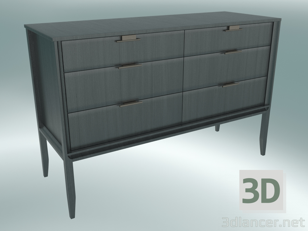 3d model Cómoda de 6 cajones (gris roble) - vista previa