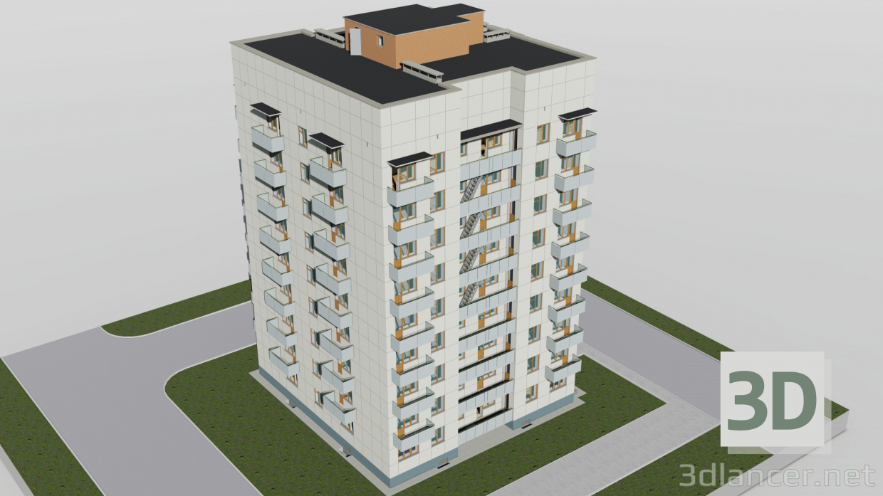 3d Nine-story building Chelyabinsk 60 years of October model buy - render