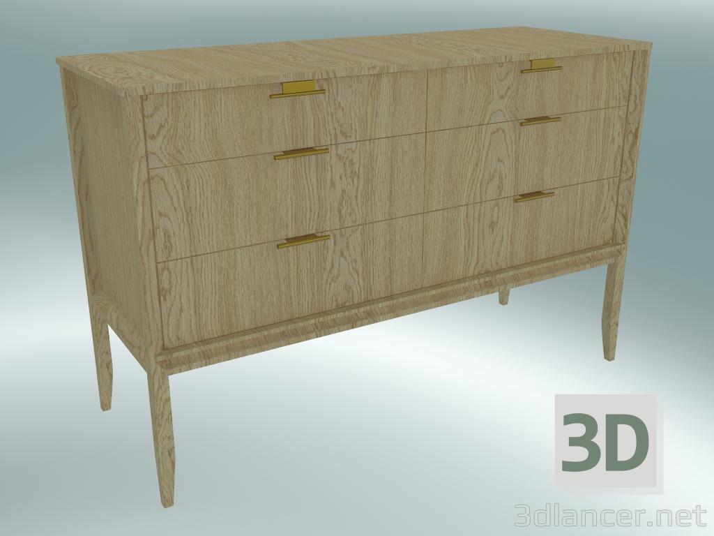 modèle 3D Commode 6 tiroirs (Chêne clair) - preview