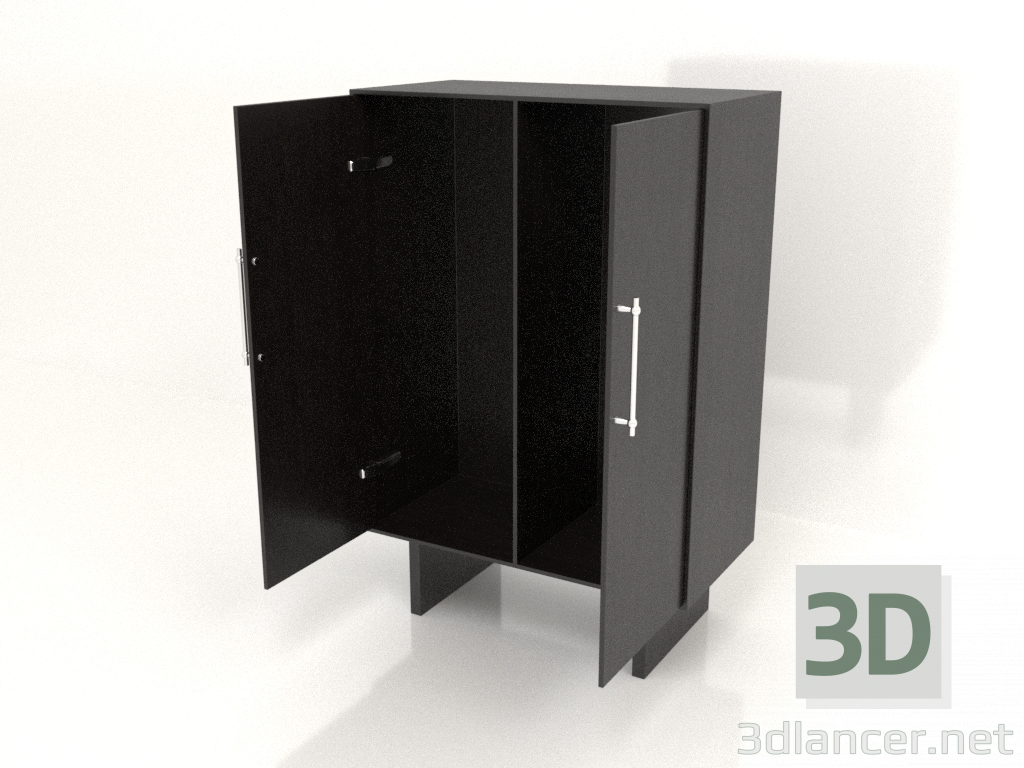 3d model Armario W 02 (800x400x1200 abierto, madera negra) - vista previa