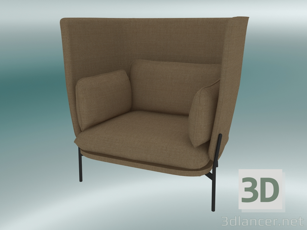 Modelo 3d Poltrona Cloud (LN5, 90x111 H 120cm, pernas pretas quentes, Hot Madison 495) - preview