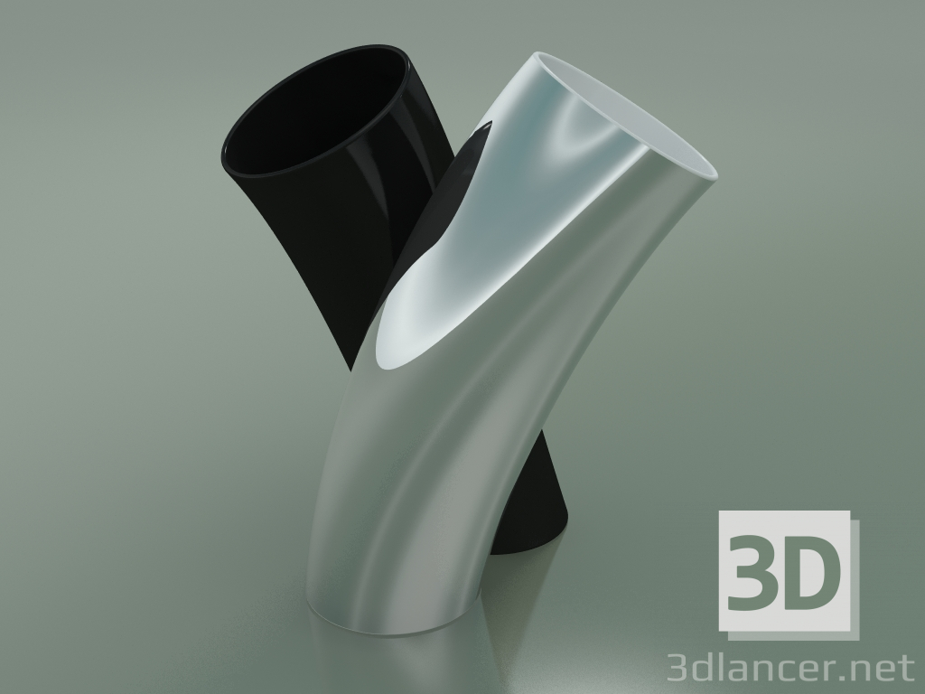 modello 3D Vaso Abbraccio (Nero-Platino) - anteprima