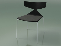 Stackable chair 3710 (4 metal legs, with cushion, Black, V12)