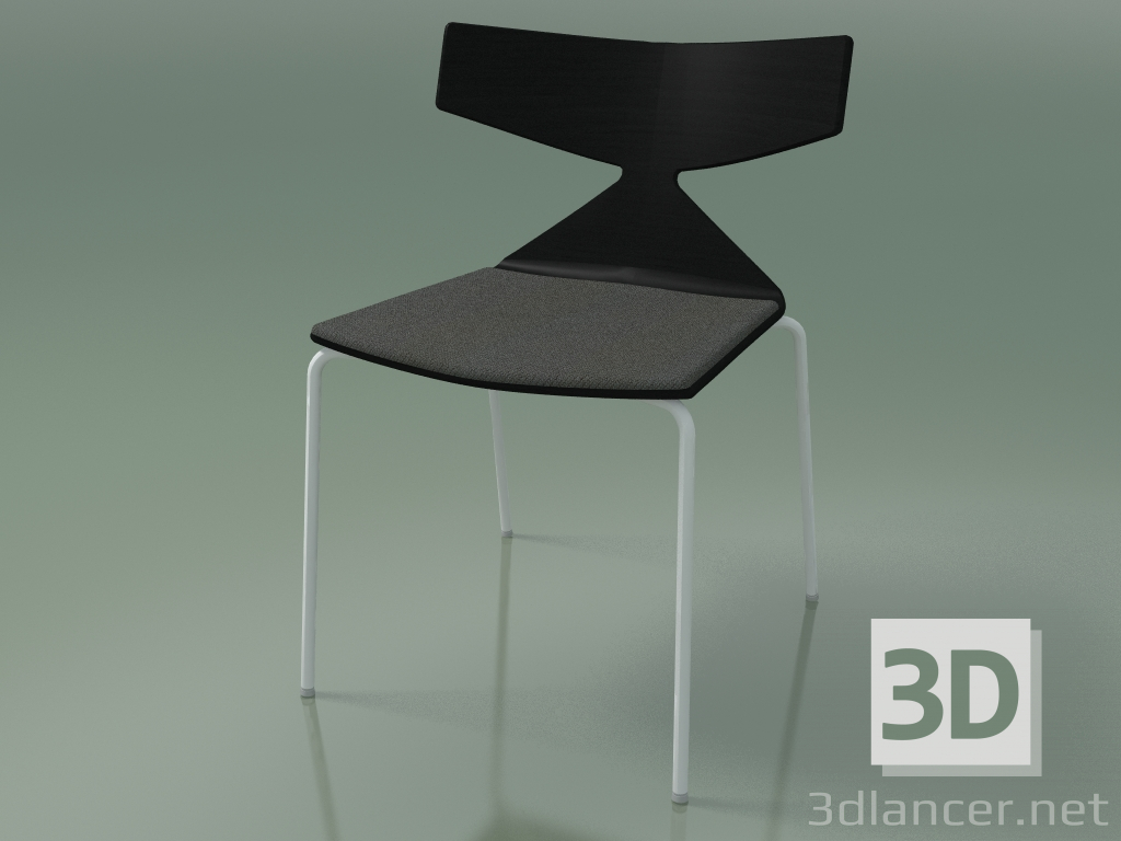 3d model Stackable chair 3710 (4 metal legs, with cushion, Black, V12) - preview