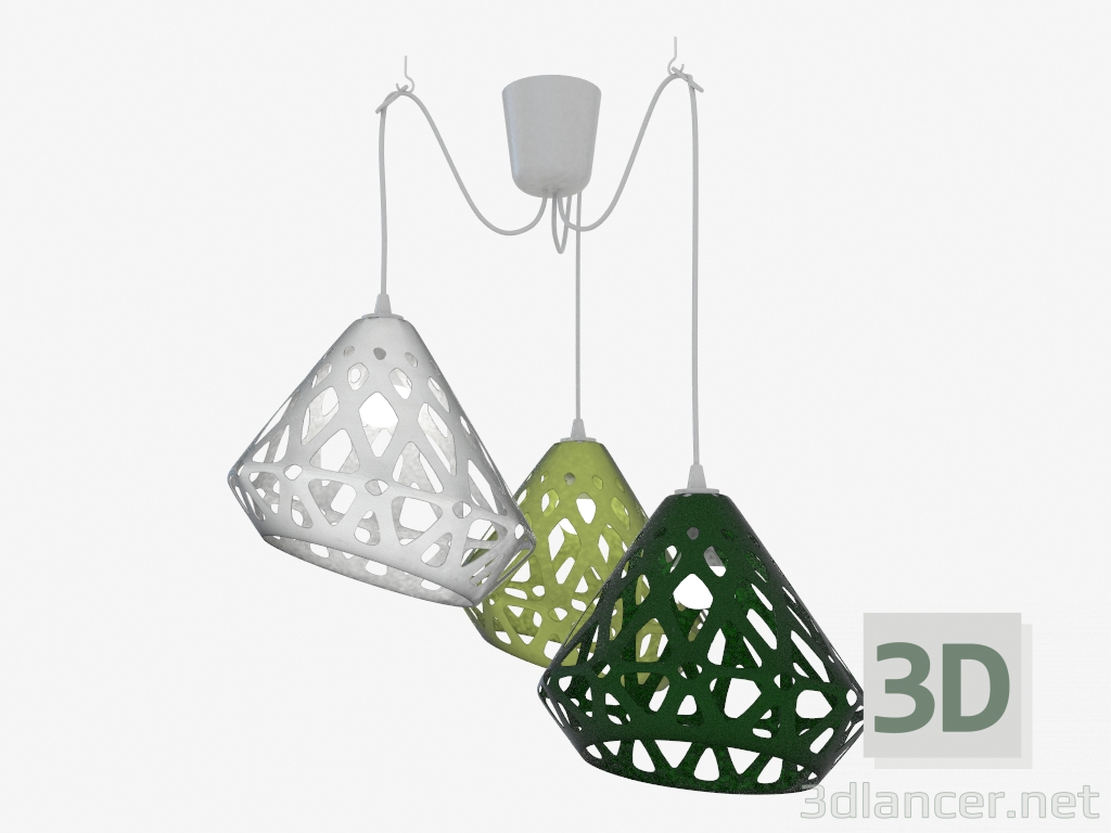 3d model Lámpara colgante tricolor (11 texturas en el rango) - vista previa