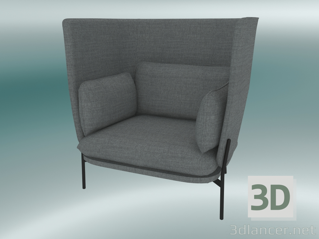 3d model Sillón Cloud (LN5, 90x111 H 120cm, patas negras cálidas, Hot Madison 724) - vista previa