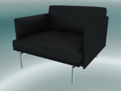 Armchair Outline (Refine Black Leather, Polished Aluminum)