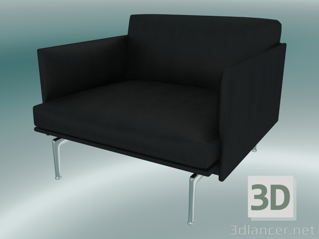 3D Modell Armchair Outline (Refine Black Leather, Poliertes Aluminium) - Vorschau