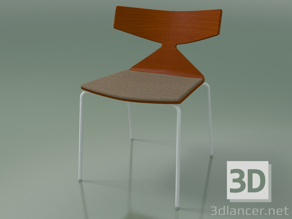 3d model Silla apilable 3710 (4 patas de metal, con cojín, naranja, V12) - vista previa