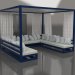 3d model Sofá con cortinas (Azul noche) - vista previa