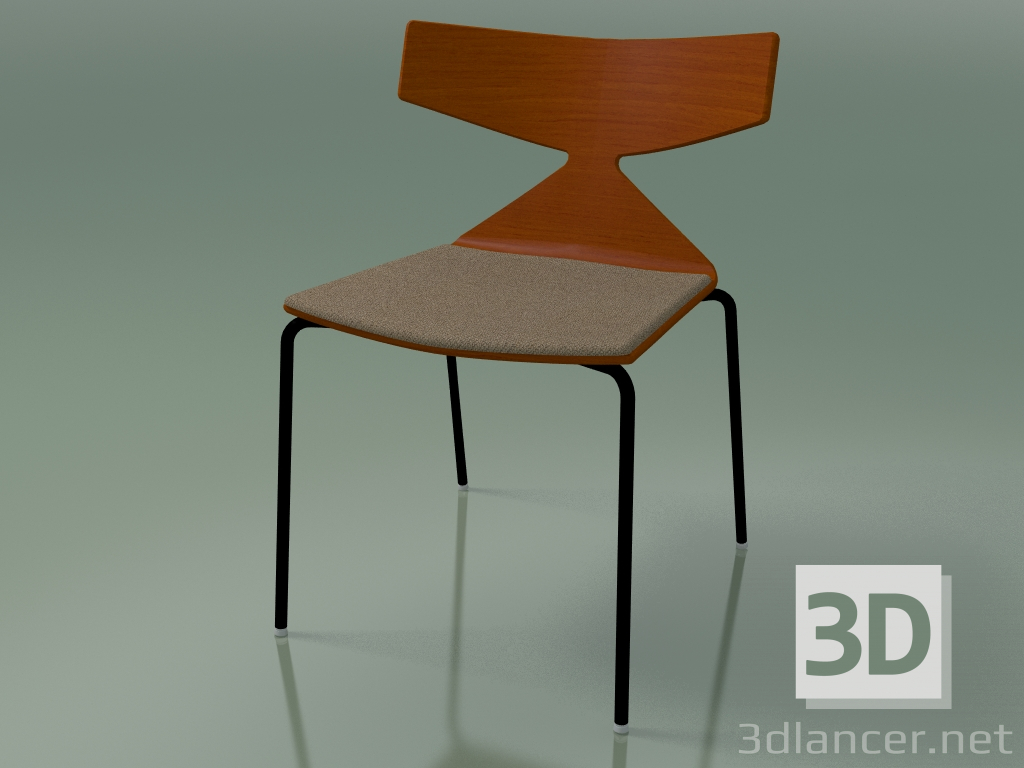 modèle 3D Chaise empilable 3710 (4 pieds en métal, avec coussin, Orange, V39) - preview