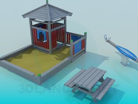 modello 3D Sandbox e swing - anteprima