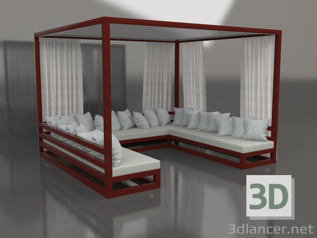 3d модель Диван зі шторами (Wine red) – превью