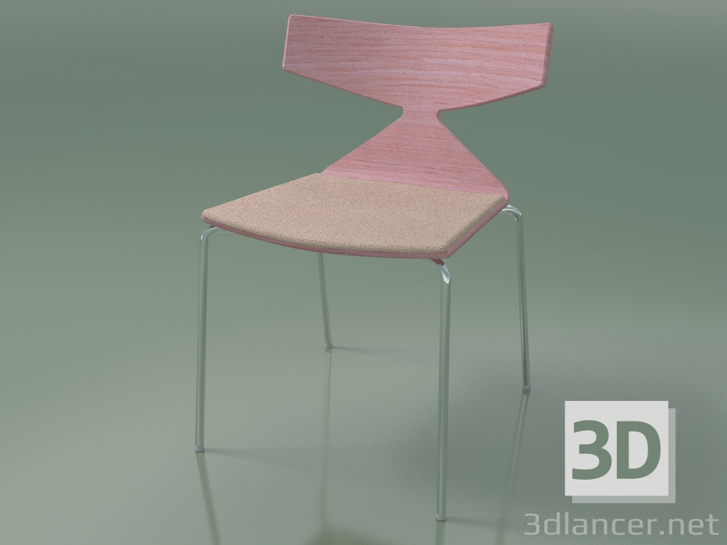 modèle 3D Chaise empilable 3710 (4 pieds en métal, avec coussin, rose, CRO) - preview