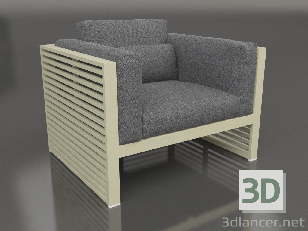 3d model Lounge chair with a high back (Gold) - preview