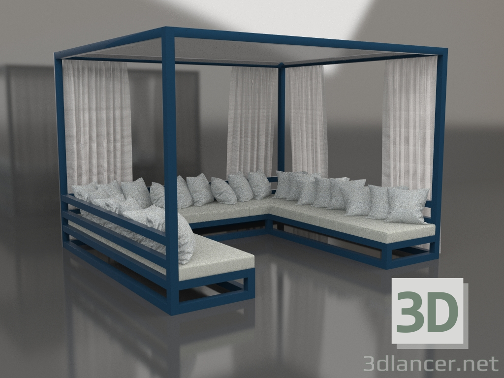 3d модель Диван зі шторами (Grey blue) – превью