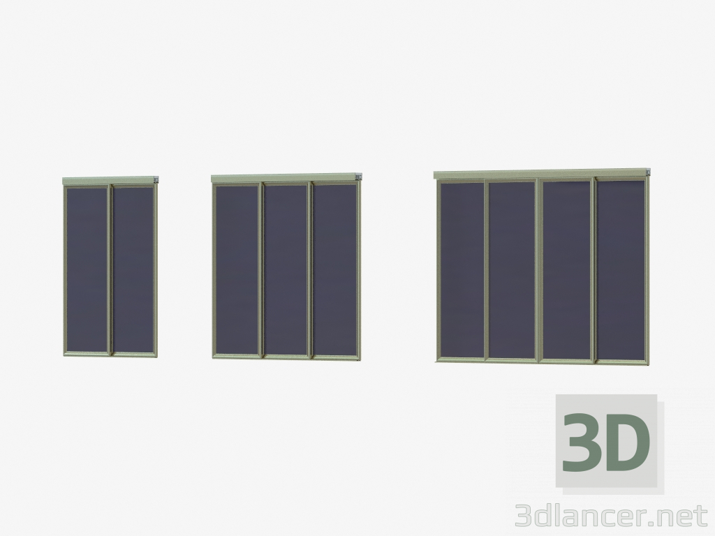 modèle 3D Cloison A4 interroom (verre noir champane transparent) - preview