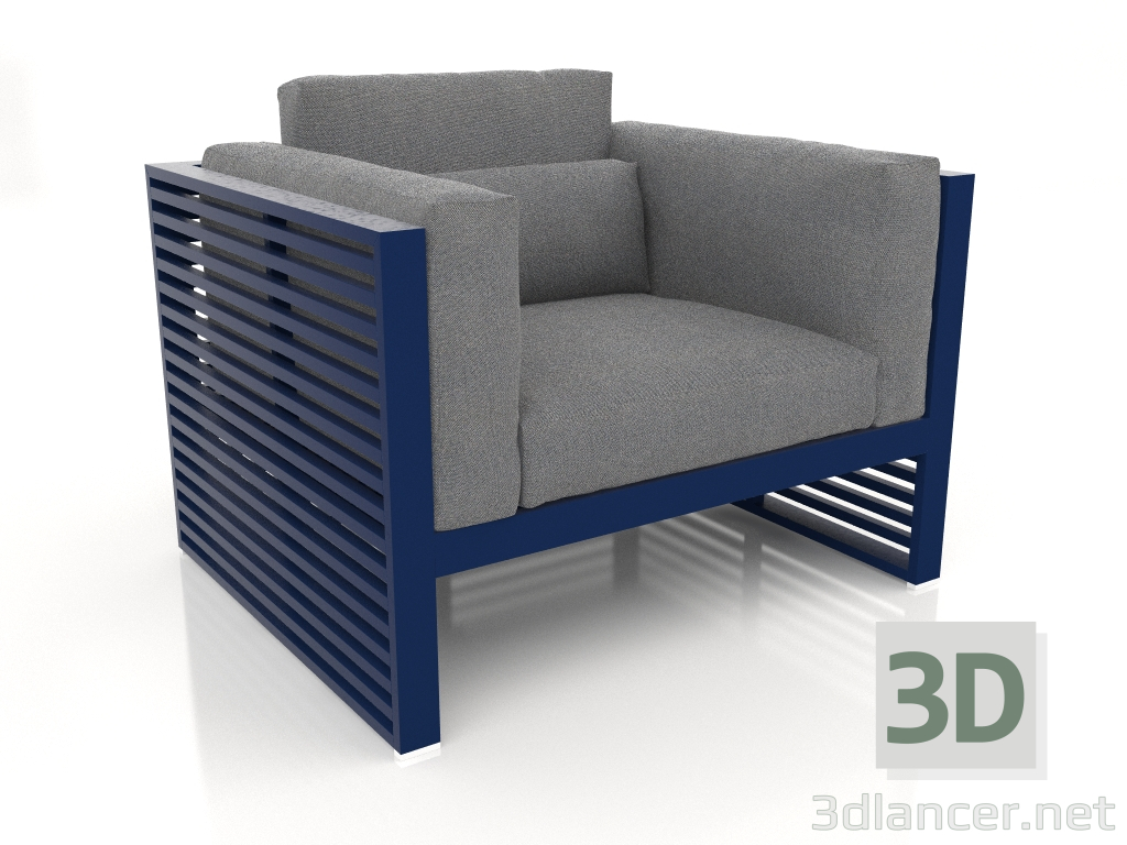 3d model Sillón con respaldo alto (Azul noche) - vista previa