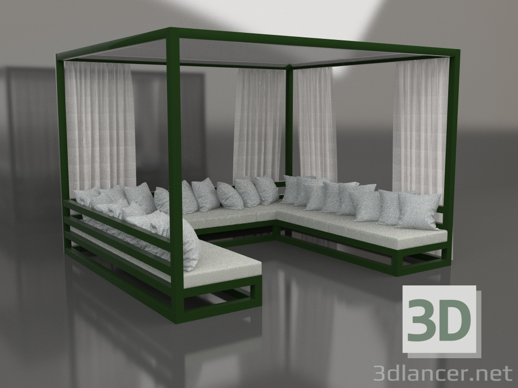 Modelo 3d Sofá com cortinas (verde garrafa) - preview