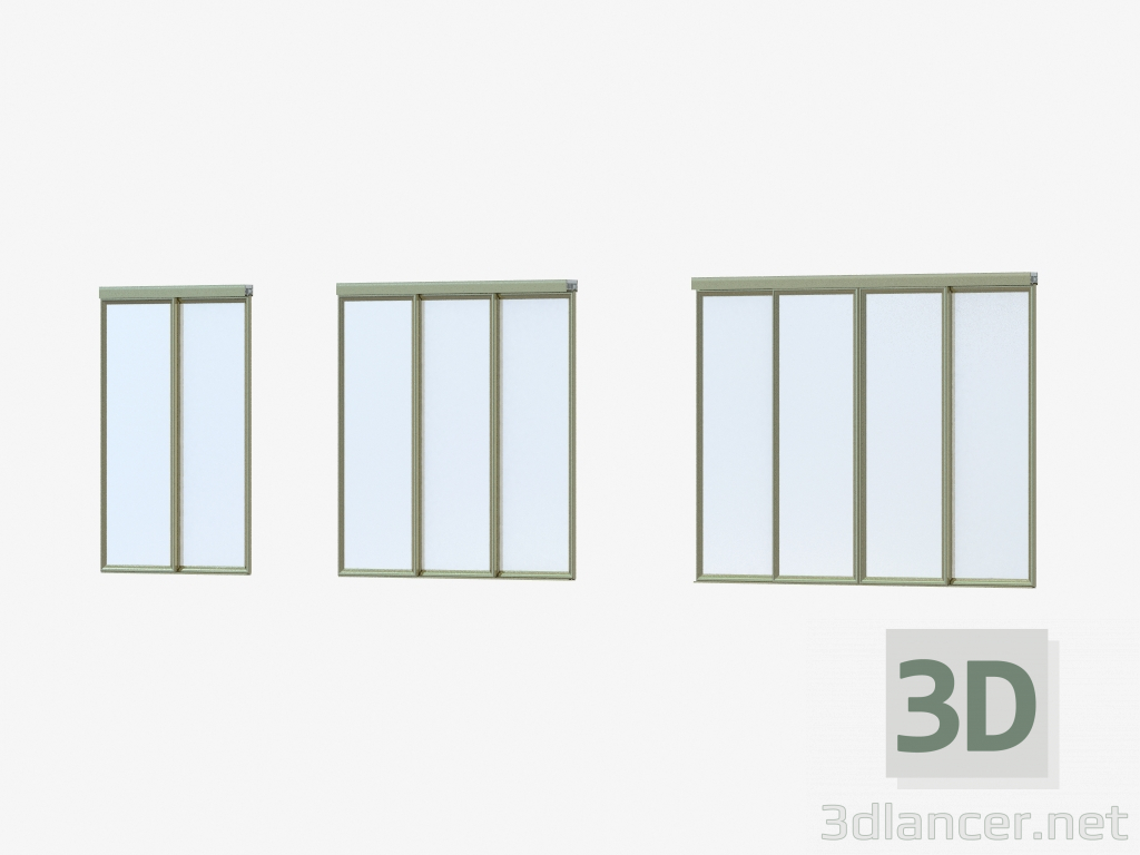 modèle 3D Cloison A4 interroom (verre blanc champane) - preview