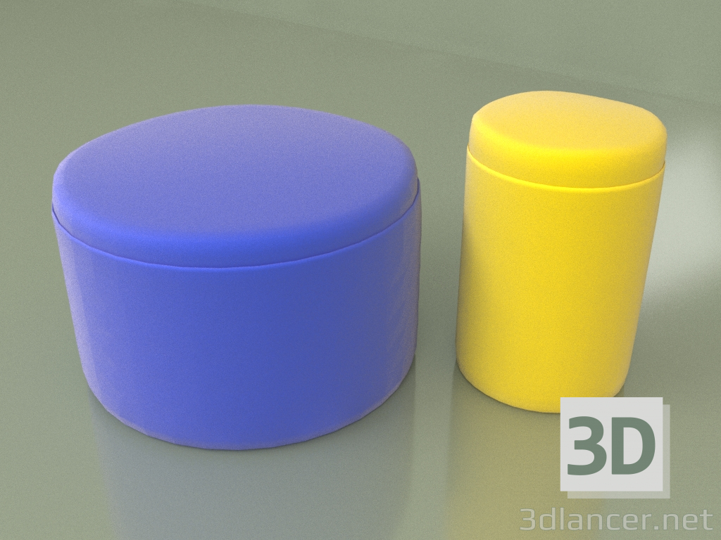 3d model Pufs redondos - vista previa