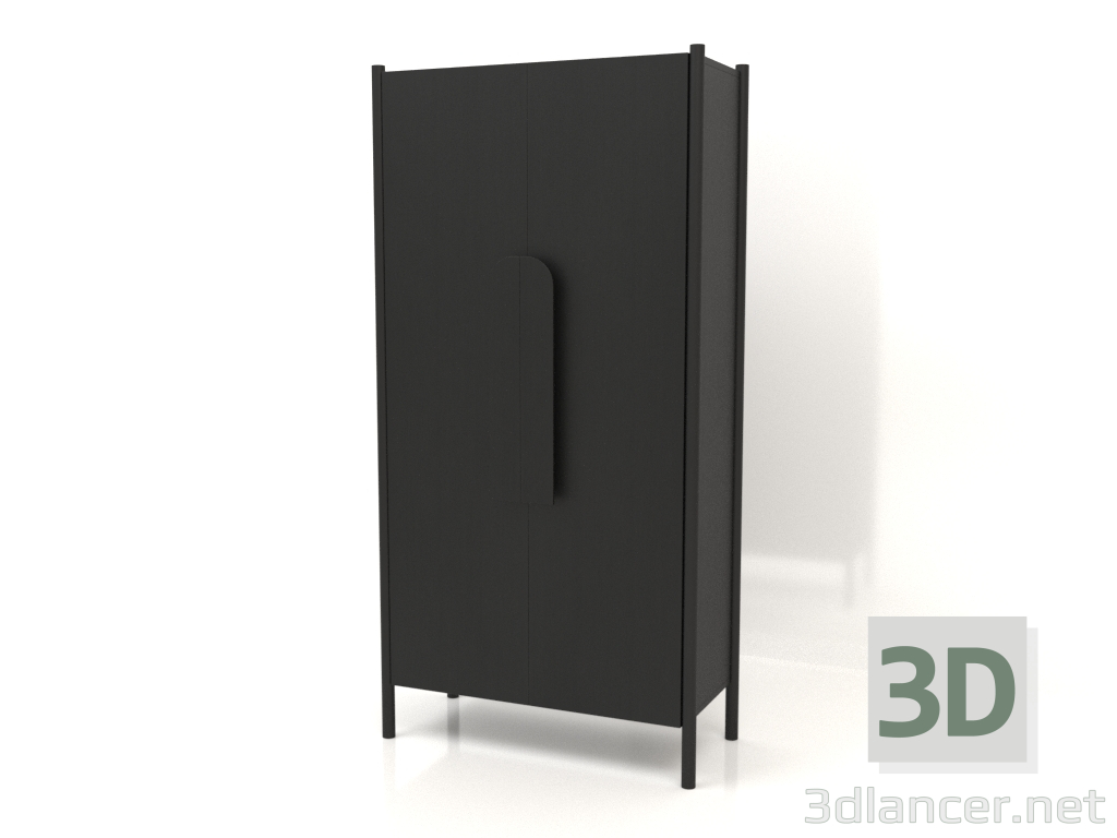 3D Modell Garderobe mit kurzen Griffen B 01 (1000x450x2000, Holz schwarz) - Vorschau