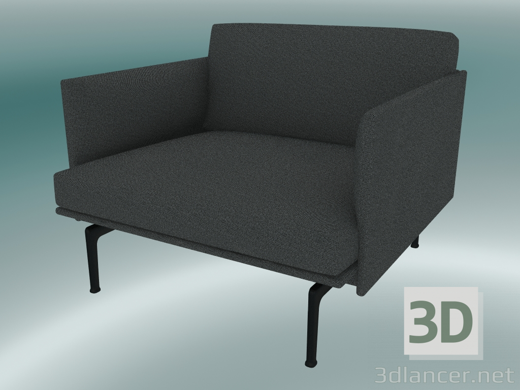 3d model Armchair Outline (Hallingdal 166, Black) - preview