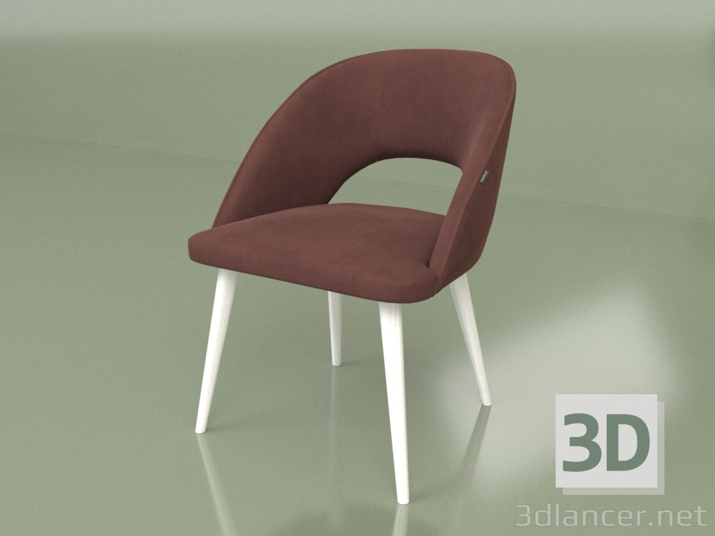 modèle 3D Chaise Rocco (pieds Blanc) - preview